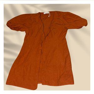 Orange Mini Puffsleve Dress